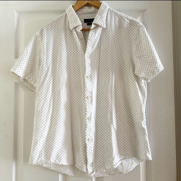 zara man Other - ZARA Man Cream Button Down Shirt in Swiss Dots Print